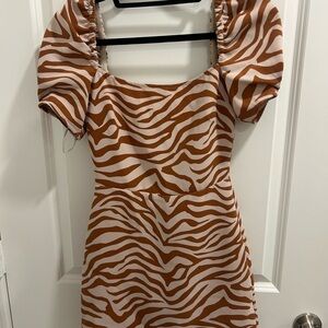 Lovers + Friends Brown Zebra Print Mini Dress
